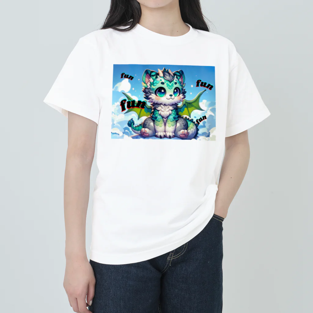 ドラにゃん🐾のグリーンドラニャン  Heavyweight T-Shirt