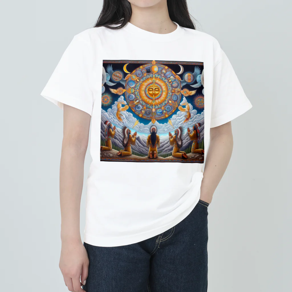 MKTU51の月　太陽　大地への祈り3 Heavyweight T-Shirt