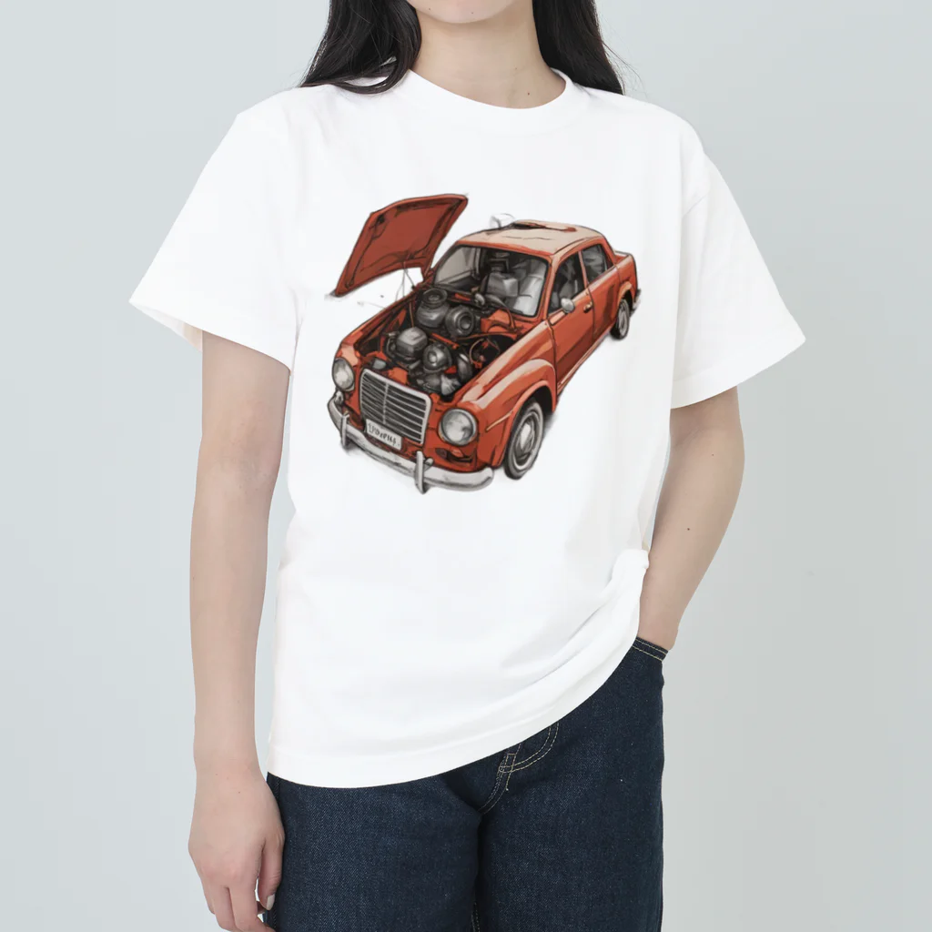 River book designのスポーティな赤い車がセンターに駐車。 Heavyweight T-Shirt