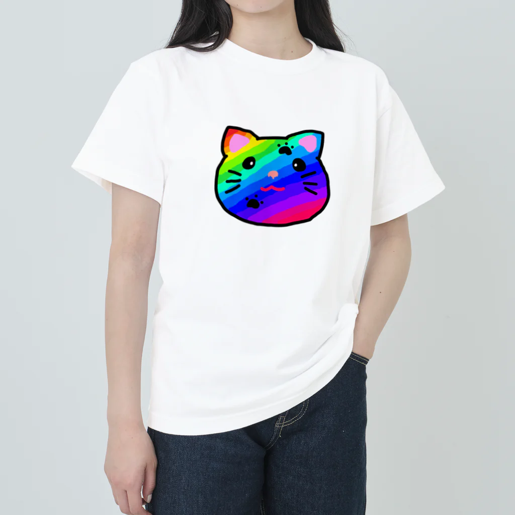 prosperity-1の虹色のにゃんこ ヘビーウェイトTシャツ