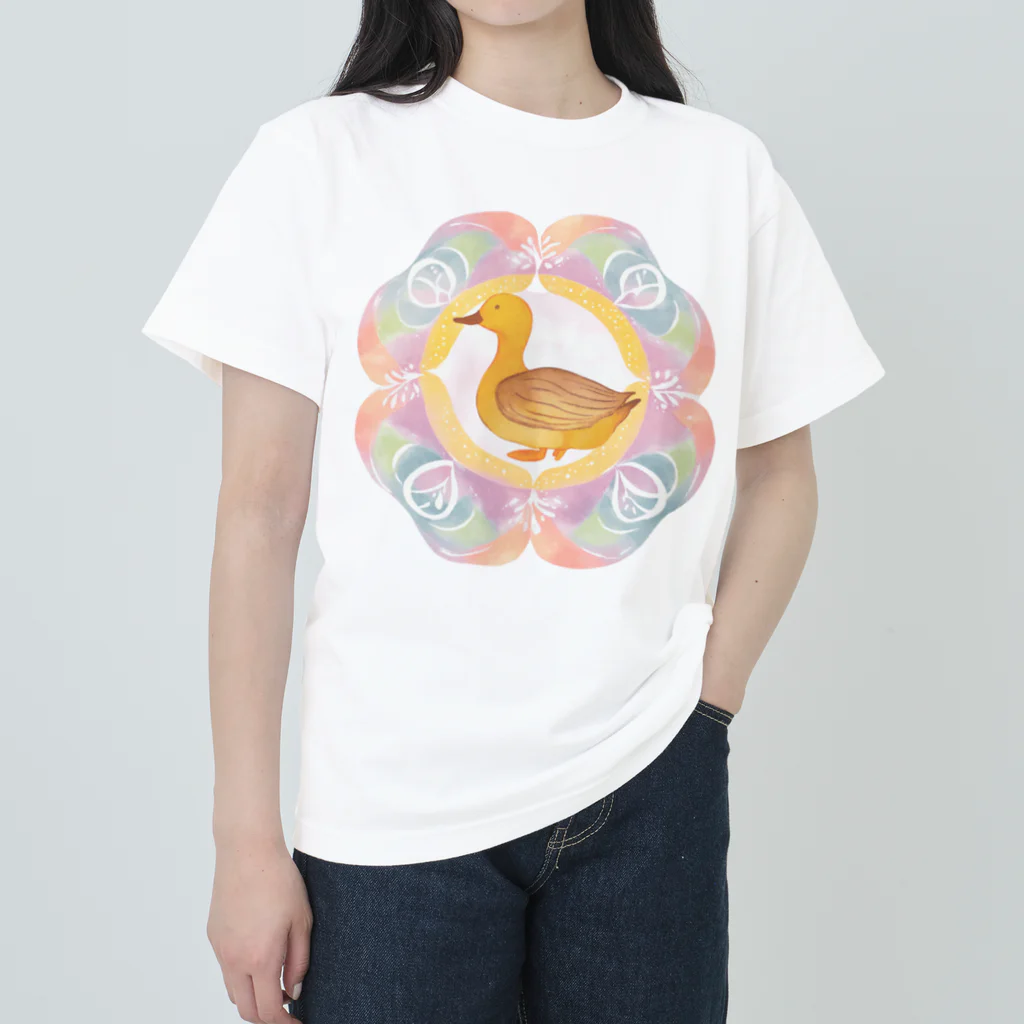 パステル夢アート・まんだらやのパステル夢アート鴨comoちゃん ヘビーウェイトTシャツ