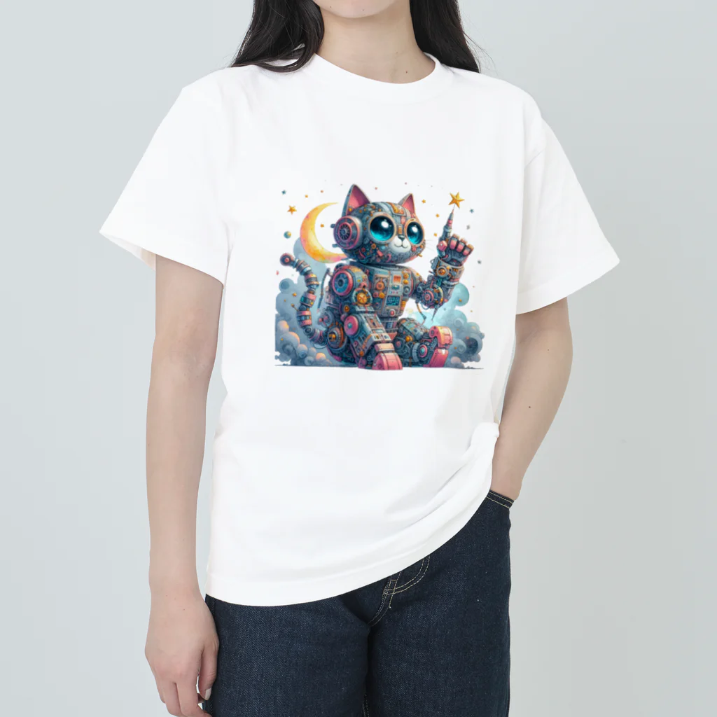 CYBER ARTのメカにゃ Heavyweight T-Shirt