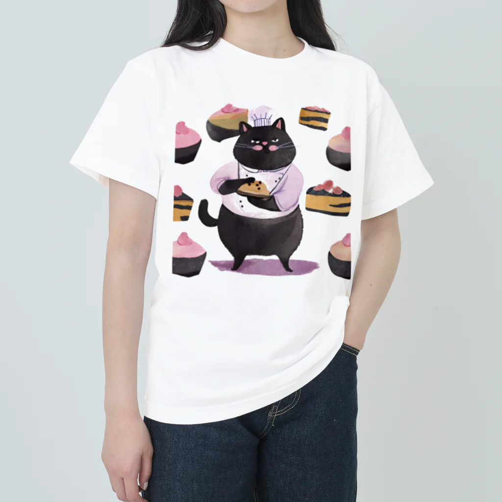なまけものとみんなの太っちょ黒猫パティシエ Heavyweight T-Shirt