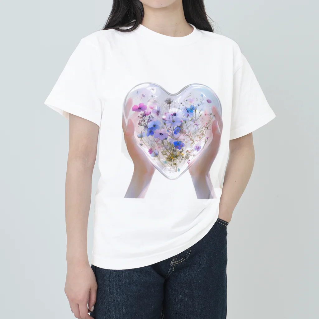 AQUAMETAVERSEのクリスタルの中に押し花がある　なでしこ1478 Heavyweight T-Shirt