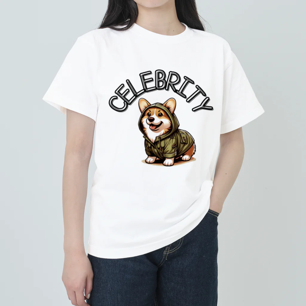 Celebrity Dogs〜セレブリティな犬たち〜のセレブリティ犬　〜コーギー〜 ヘビーウェイトTシャツ