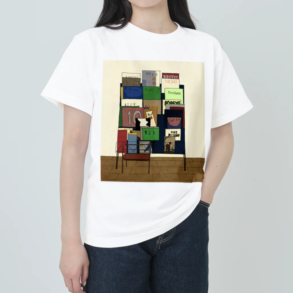 草加明良の本棚のイラスト ヘビーウェイトTシャツ