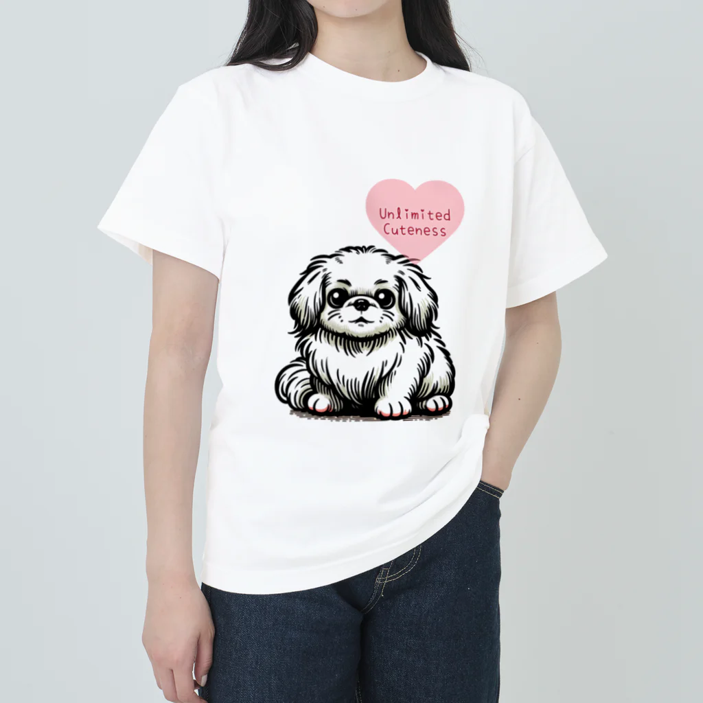 m_uu33ショップの可愛いペキニーズ ヘビーウェイトTシャツ