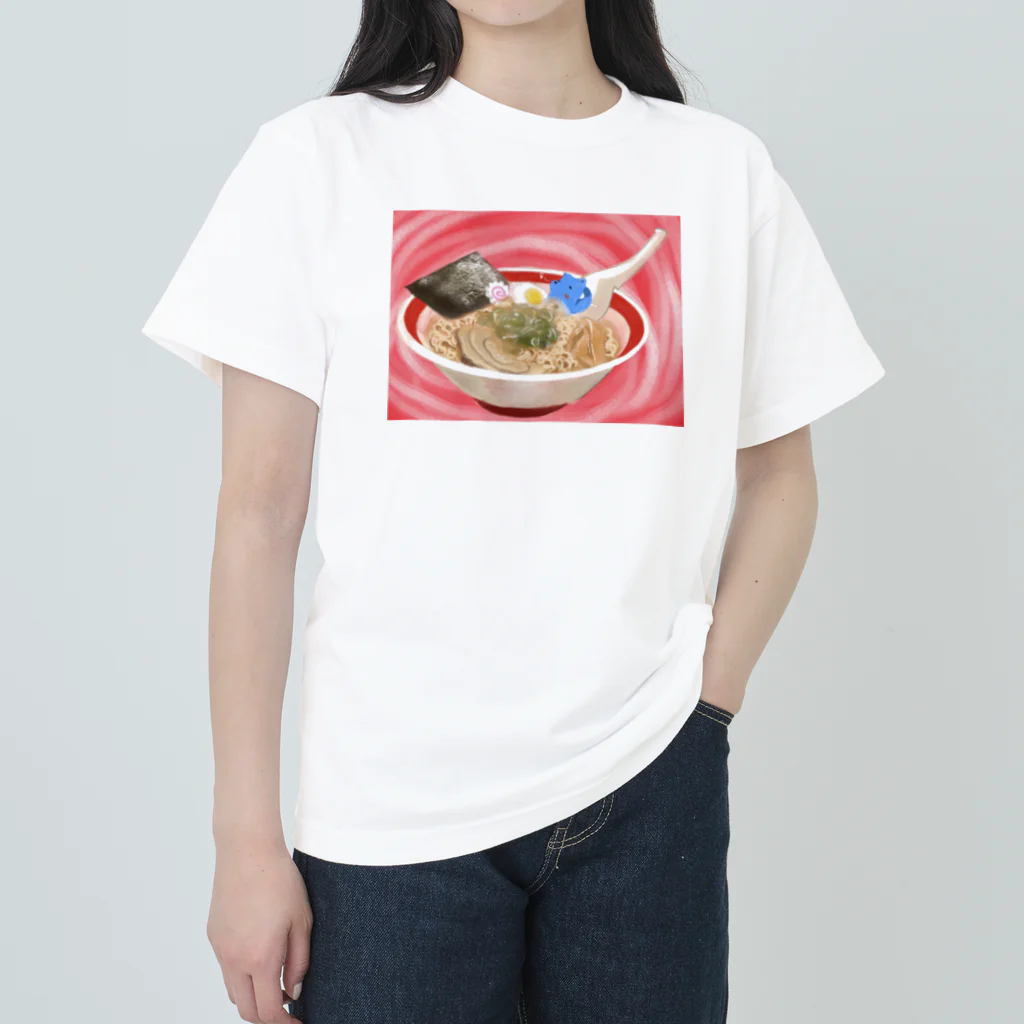 sayayanのラーメンどっぷりくん ヘビーウェイトTシャツ