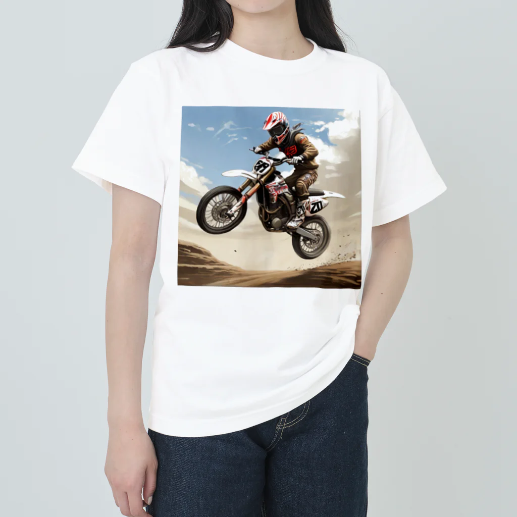 Bikers' Galleryのモトクロス ジャンプシーン アート オフロード バイク Heavyweight T-Shirt