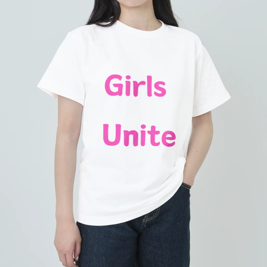 あい・まい・みぃのGirls Unite-女性たちが団結して力を合わせる言葉 ヘビーウェイトTシャツ