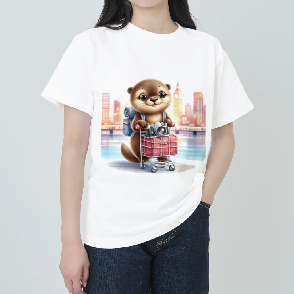 旅する動物たちの世界を旅するカワウソくん Heavyweight T-Shirt