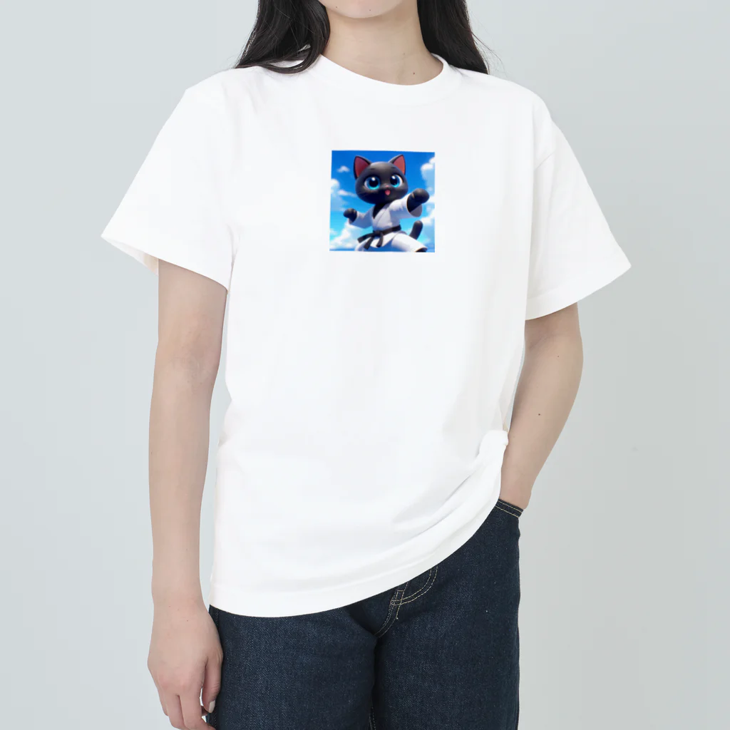 キュート＆クールの空手家クロネコ君・バージョン２ Heavyweight T-Shirt