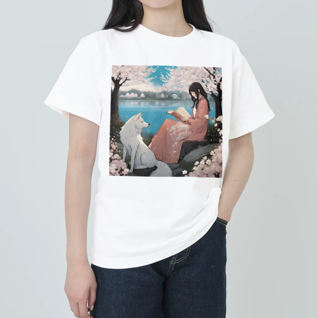 Kotoha-shopの桜の森で読書会 Heavyweight T-Shirt