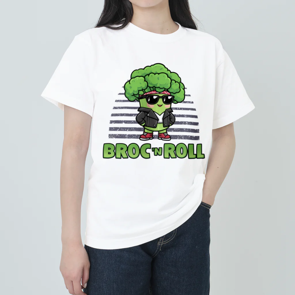 Stylo Tee Shopのブロックンロールのブロッコリー ヘビーウェイトTシャツ