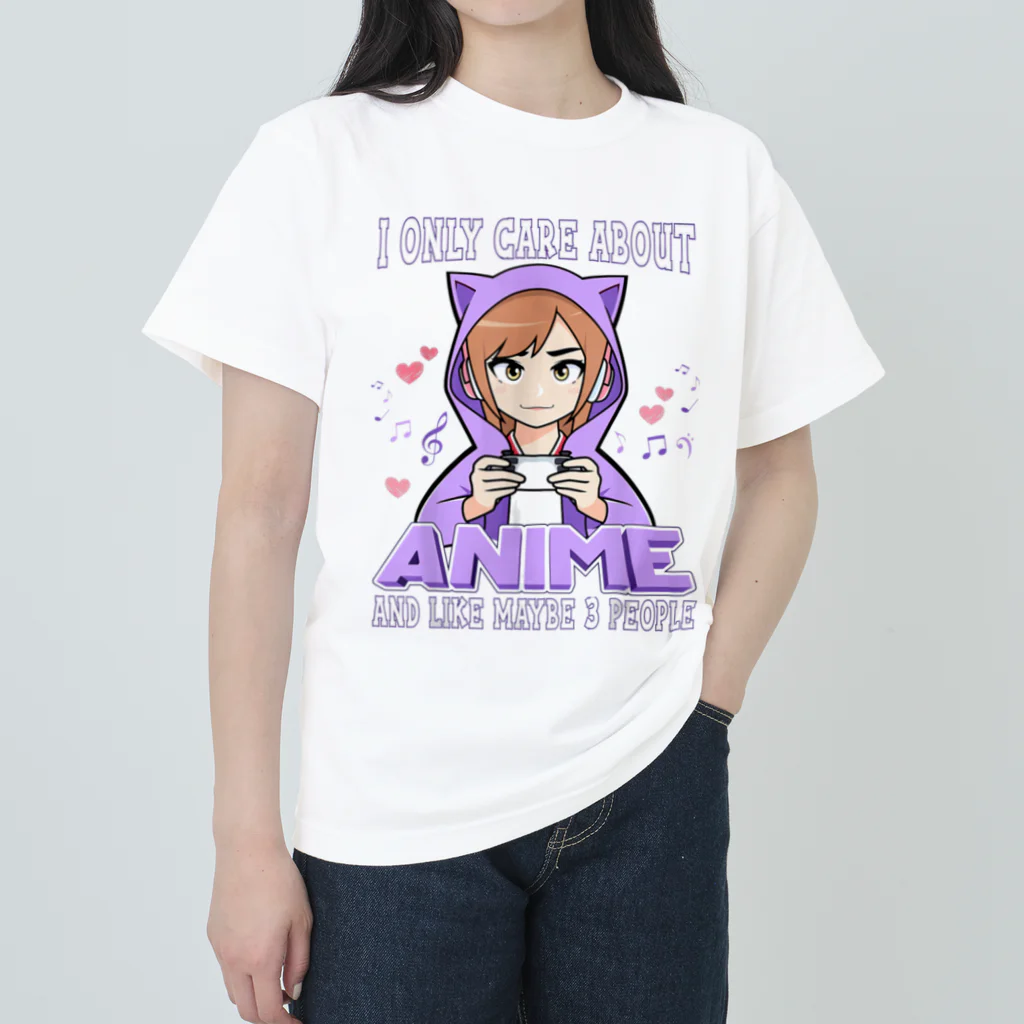 World_Teesのアニメガール - アニメと多分3人くらいしか興味がない ヘビーウェイトTシャツ