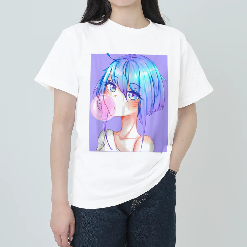 World_Teesのバブルガムを噛むアニメガール 日本の美学 アニメオタク Heavyweight T-Shirt