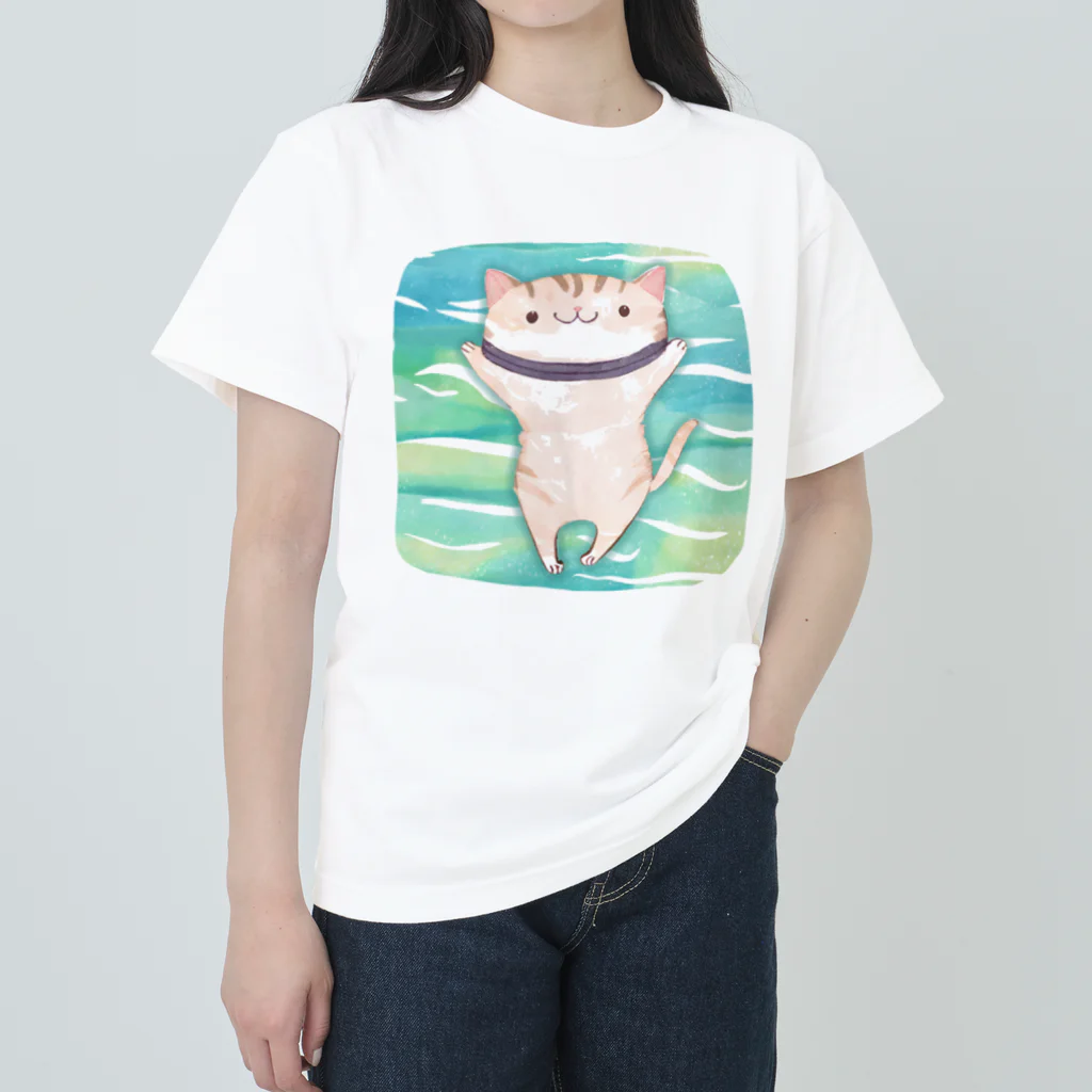 yellowgreenの泳ぎたい　ねこ Heavyweight T-Shirt