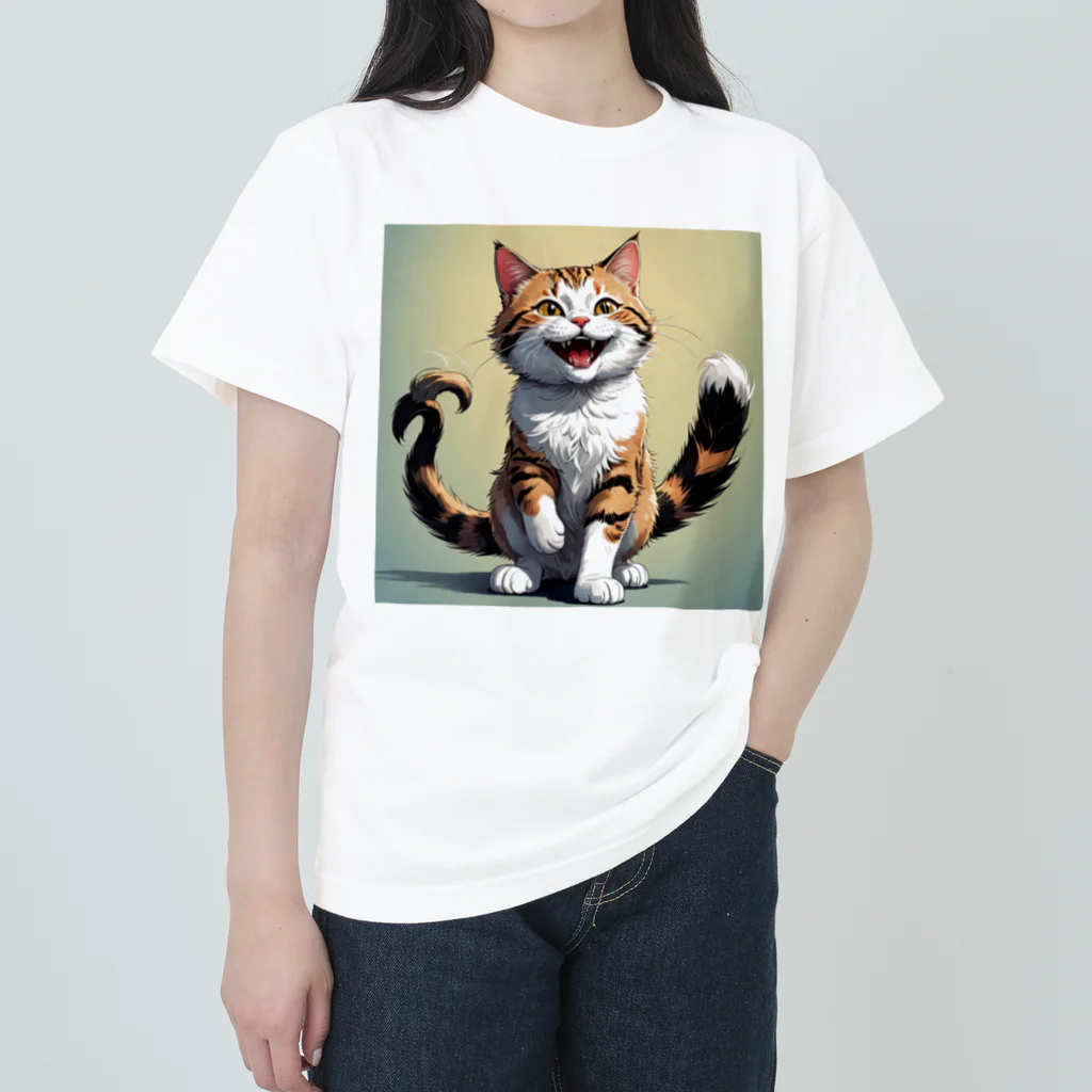 manaco-のふたまた猫ちゃん ヘビーウェイトTシャツ