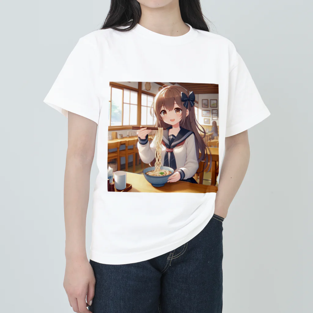 SWQAのうどんを食べるjk ヘビーウェイトTシャツ