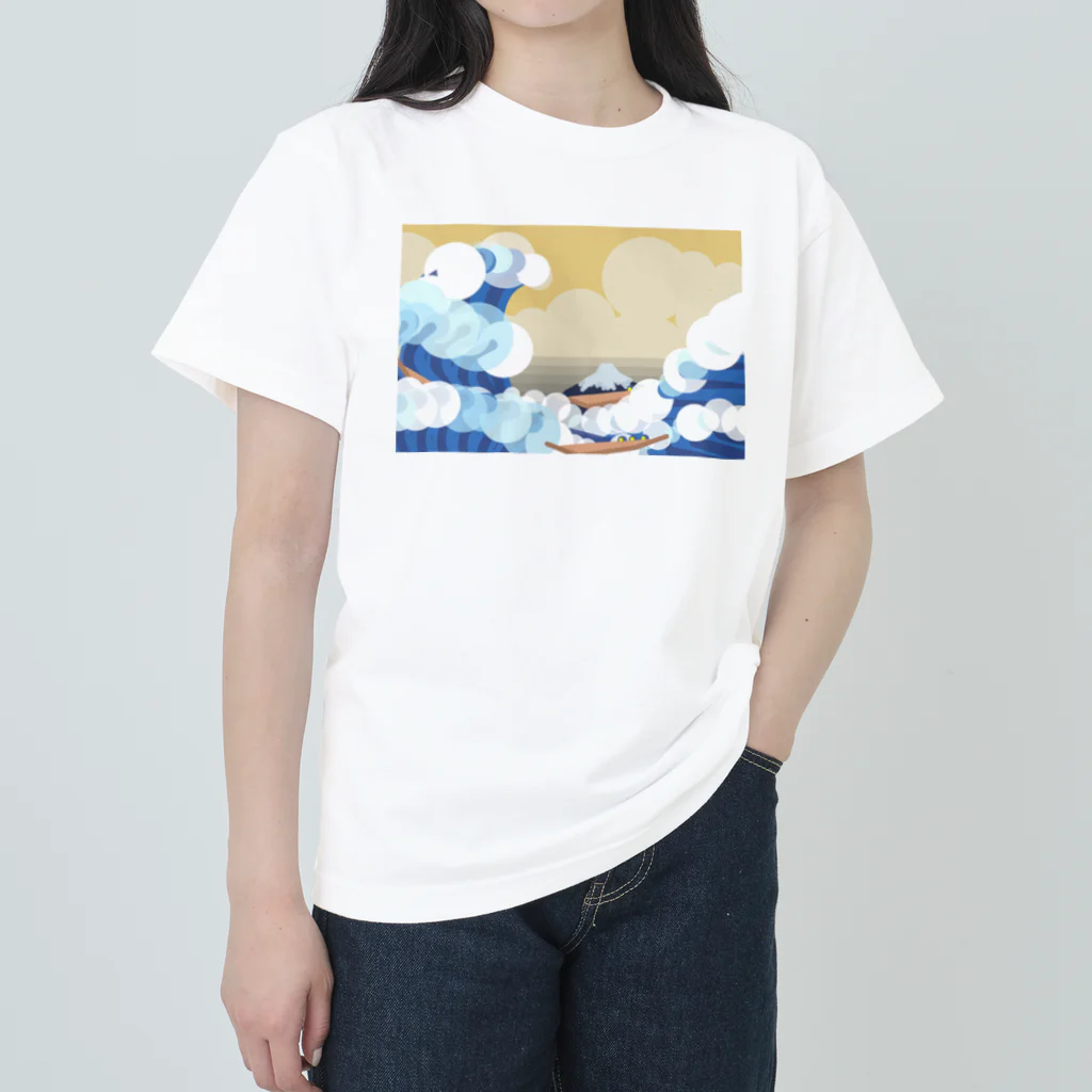 Apples_Orangesの富嶽三十六景 神奈川沖浪裏-Remix Heavyweight T-Shirt