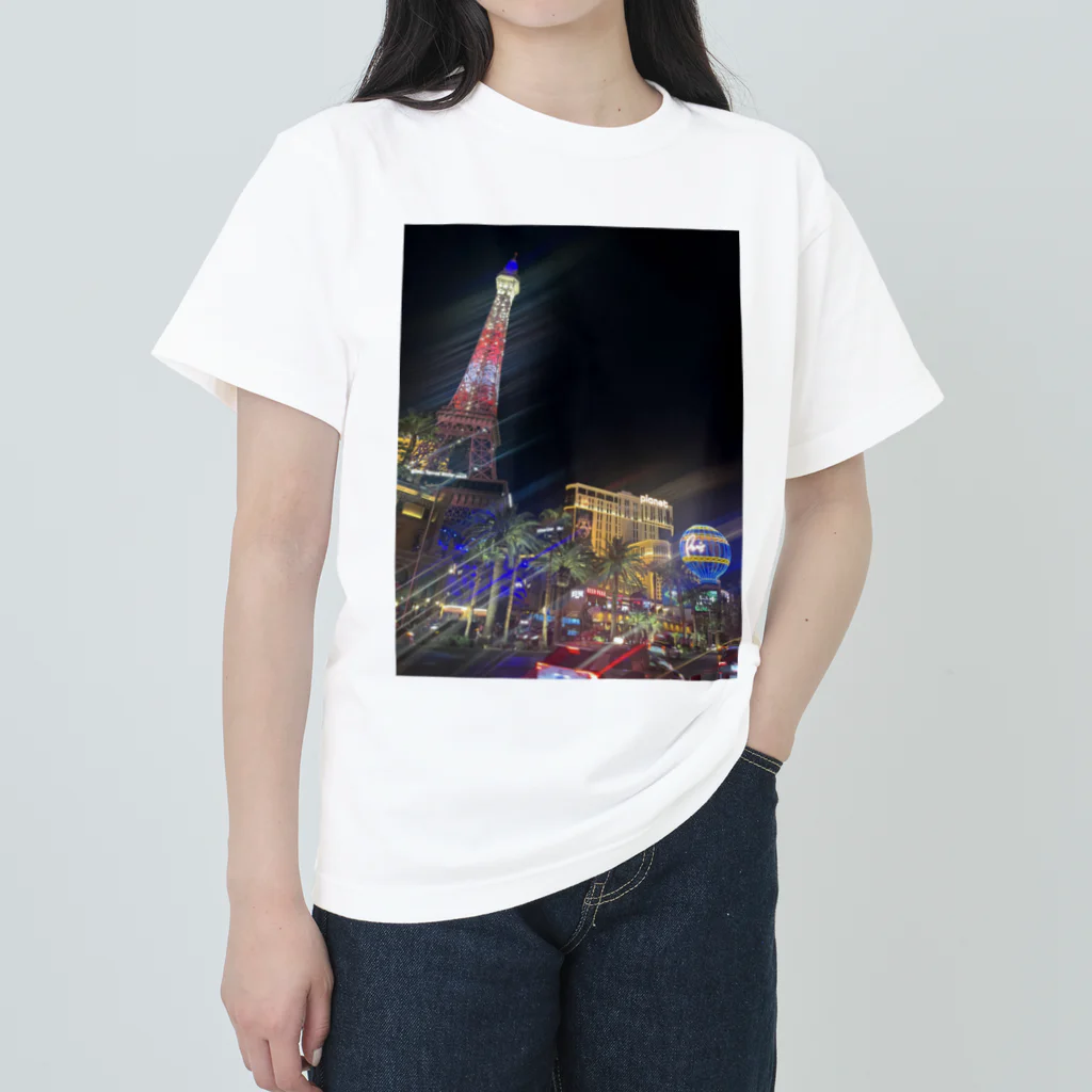 monkey_tkのラスベガス　夜景　カジノ ヘビーウェイトTシャツ