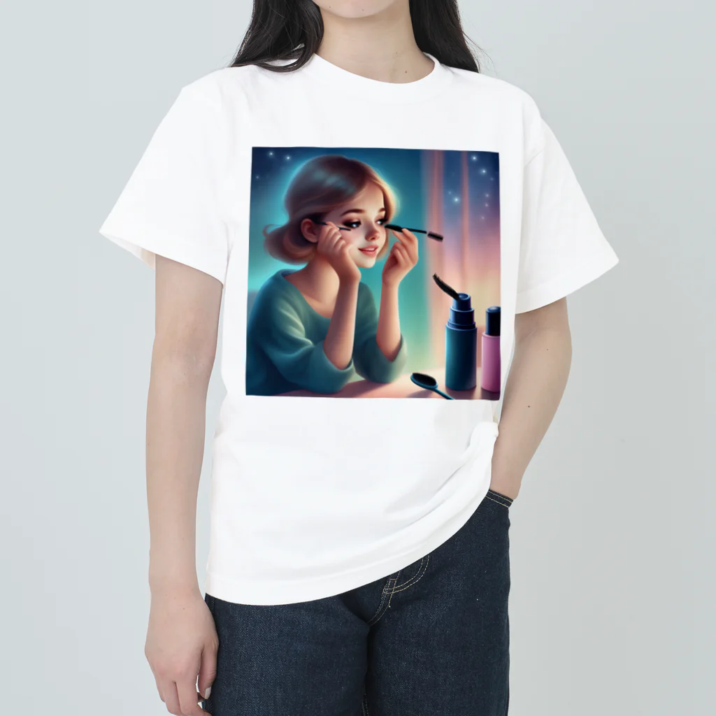 Creative Canvas-くリエイティブキャンバスのマスカラを塗っている女の子 Heavyweight T-Shirt