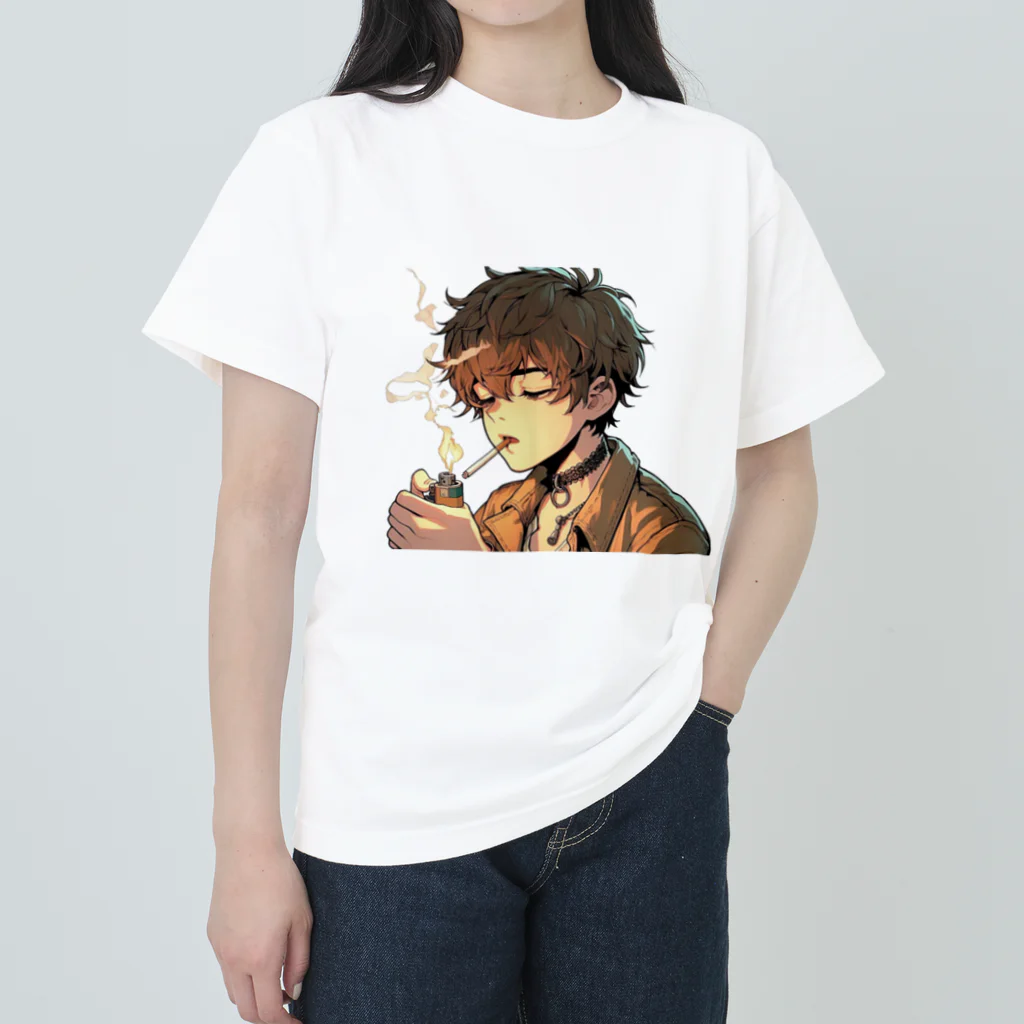 UnderpopSのタバコを吸う少年 ヘビーウェイトTシャツ