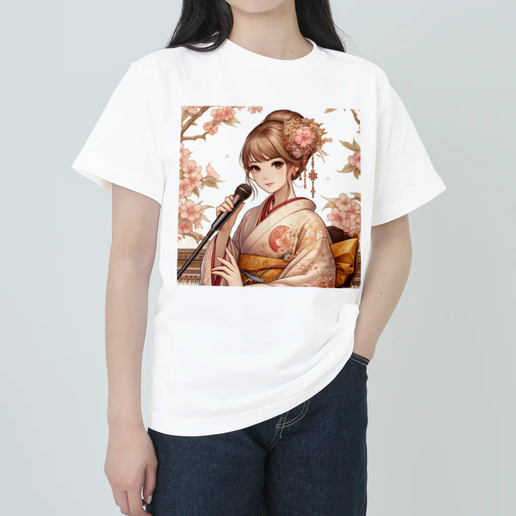 かるるんショップの桜と新人歌手と　 ヘビーウェイトTシャツ