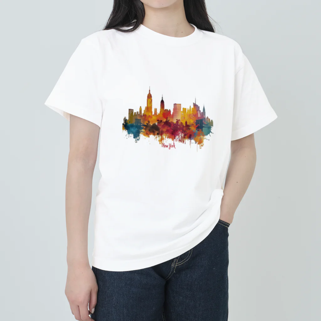 Chi3のカラフルなニューヨークのシルエット Heavyweight T-Shirt