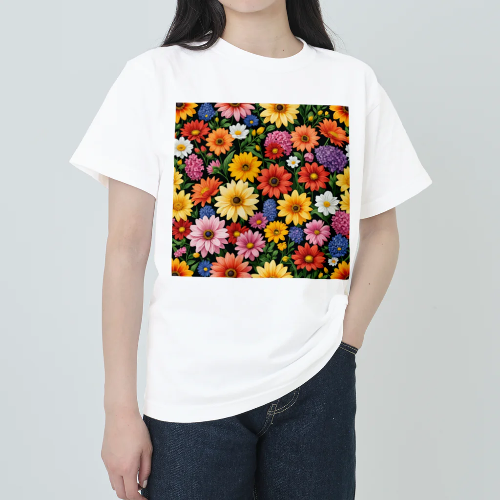 どさんこびより日和のいちめんの花々 ヘビーウェイトTシャツ