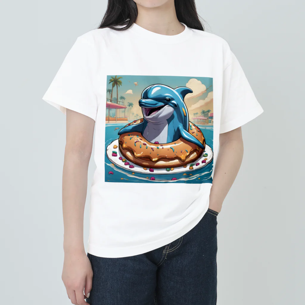 HIROYAN5935のドーナッツ好きのイルカのクーちゃん Heavyweight T-Shirt