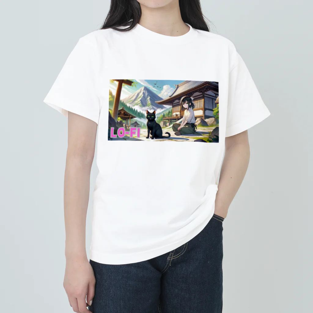 Mia-Alto_Adventure_Storeの時空の旅猫アルトとミアの山間の寺院 Heavyweight T-Shirt