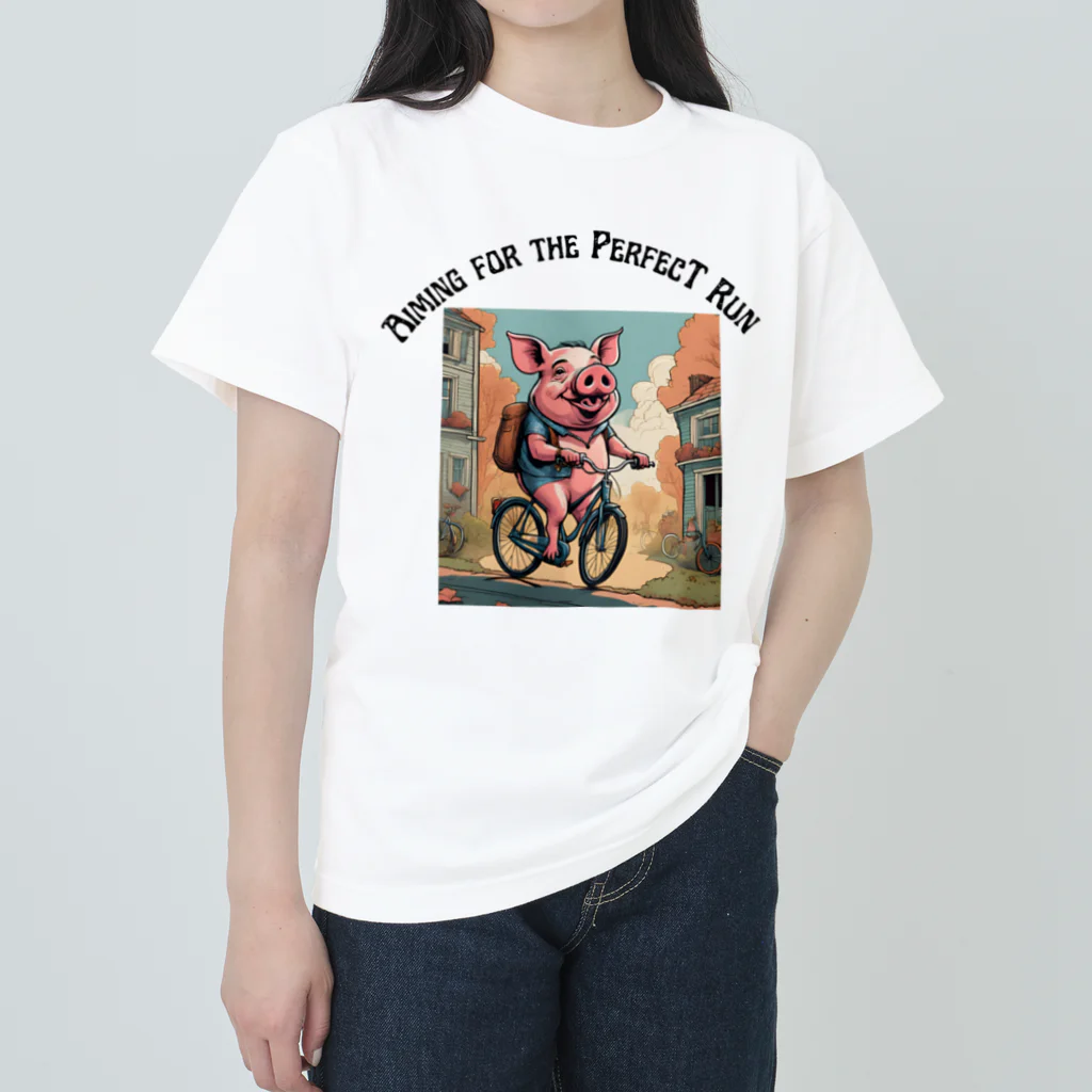 ｙ１８ｓin２７の豚と自転車 ヘビーウェイトTシャツ