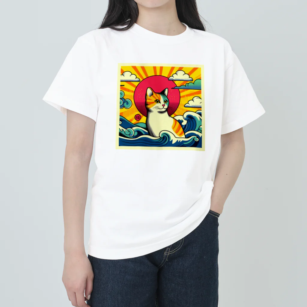 UKIYO-E_POP_by_convert_worksの浮世絵_猫POP Heavyweight T-Shirt