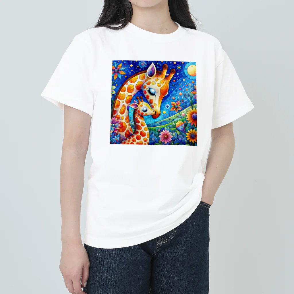 momoart8888の星空散歩🦒💫 ヘビーウェイトTシャツ