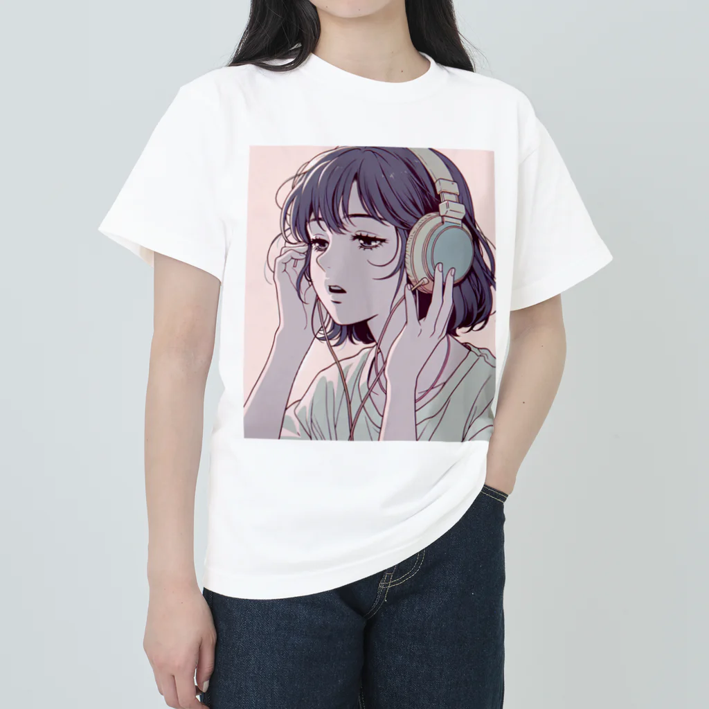 lamlamのヘッドフォンをしている女の子 Heavyweight T-Shirt