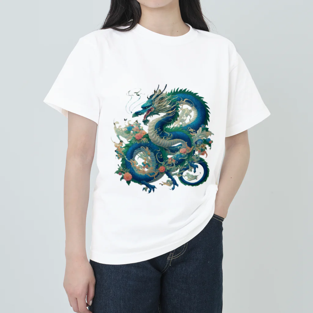 百花の碧龍 Heavyweight T-Shirt