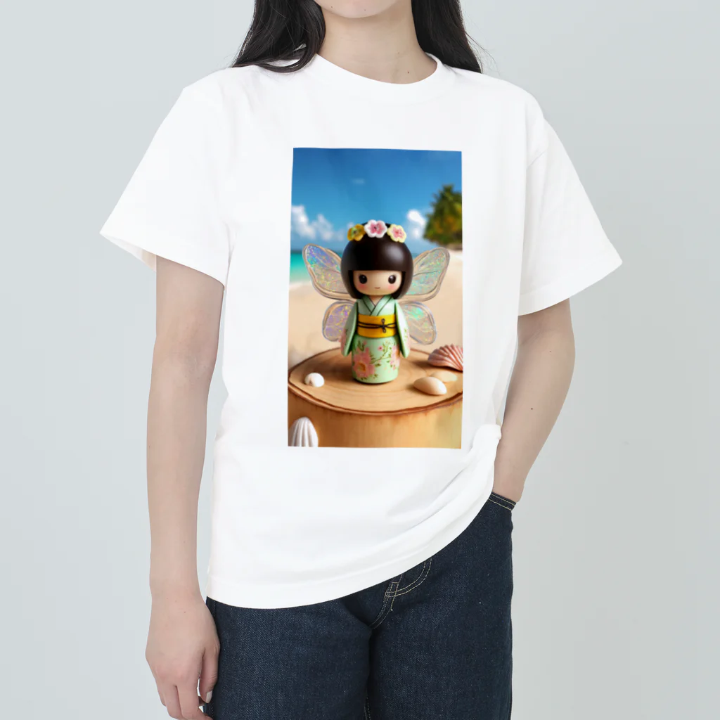 ぷぷオレンジの海の妖精こけしちゃん ヘビーウェイトTシャツ