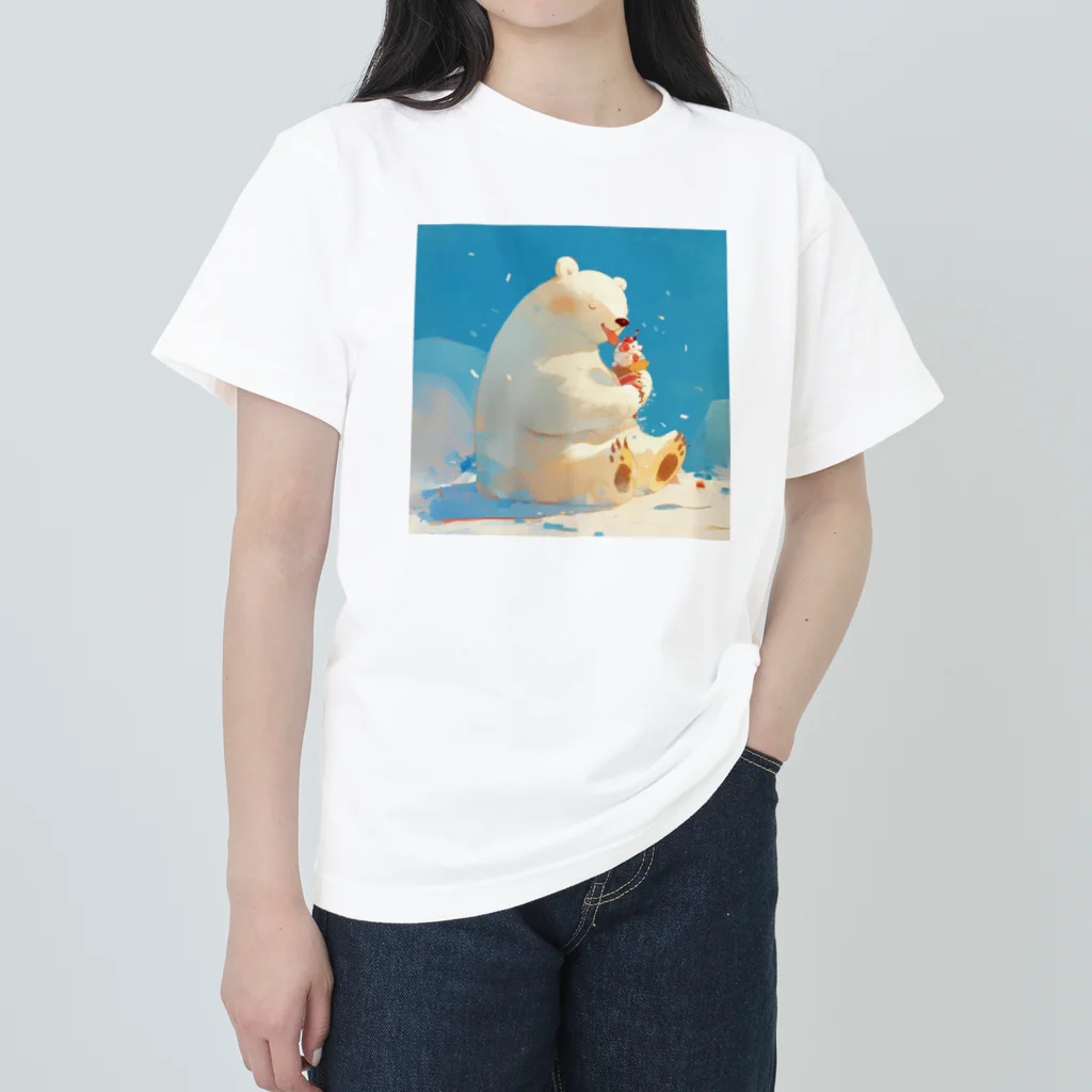 STUDIO OBAKERONのシロクマくんのおやつ ヘビーウェイトTシャツ