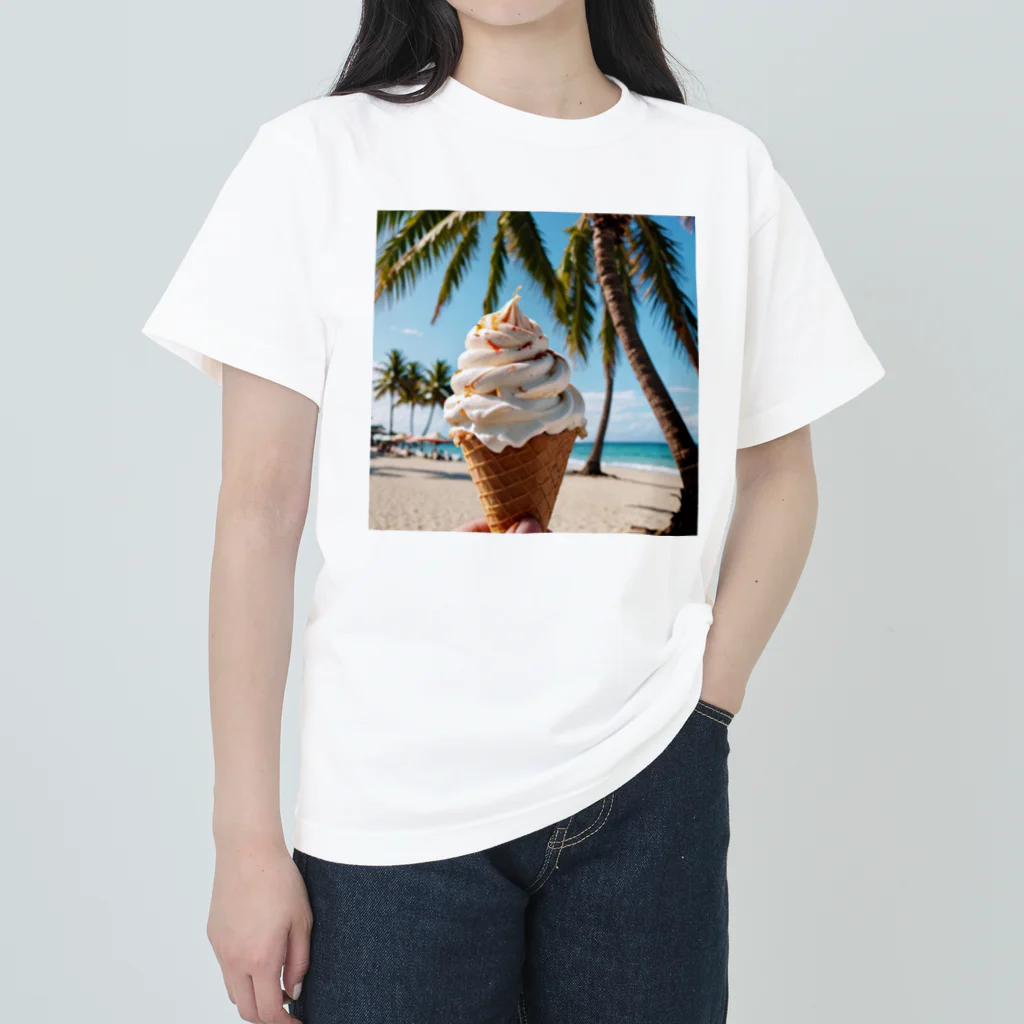 推しとぐらふぃっくのアイスクリームとヤシの木の夏 Heavyweight T-Shirt