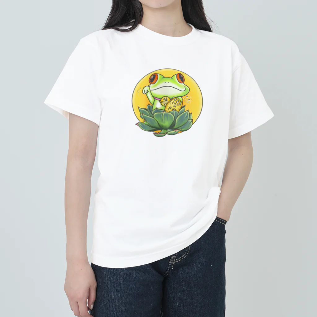 mash artの招きカエルちゃん🎵 ヘビーウェイトTシャツ