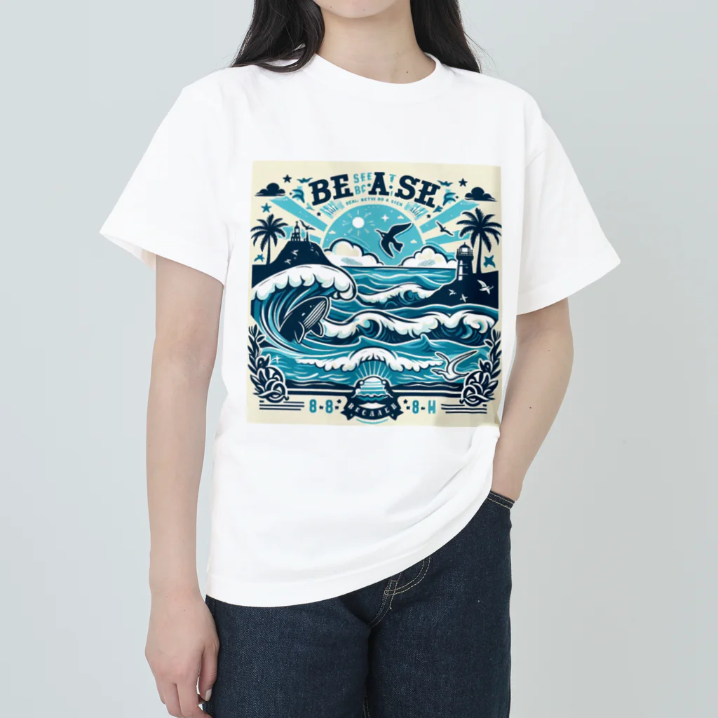 nijinosatoの青い海 Heavyweight T-Shirt