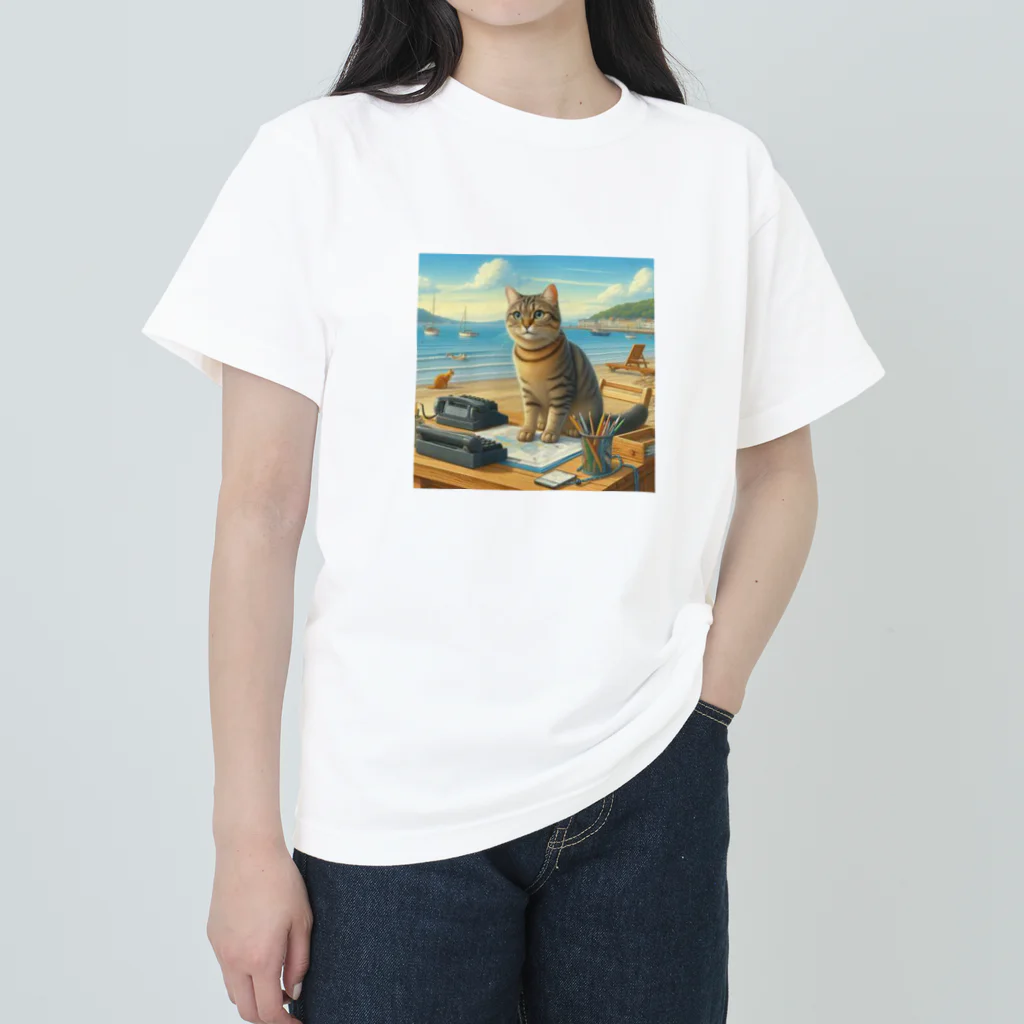 peace2024の海辺の仕事猫 Heavyweight T-Shirt