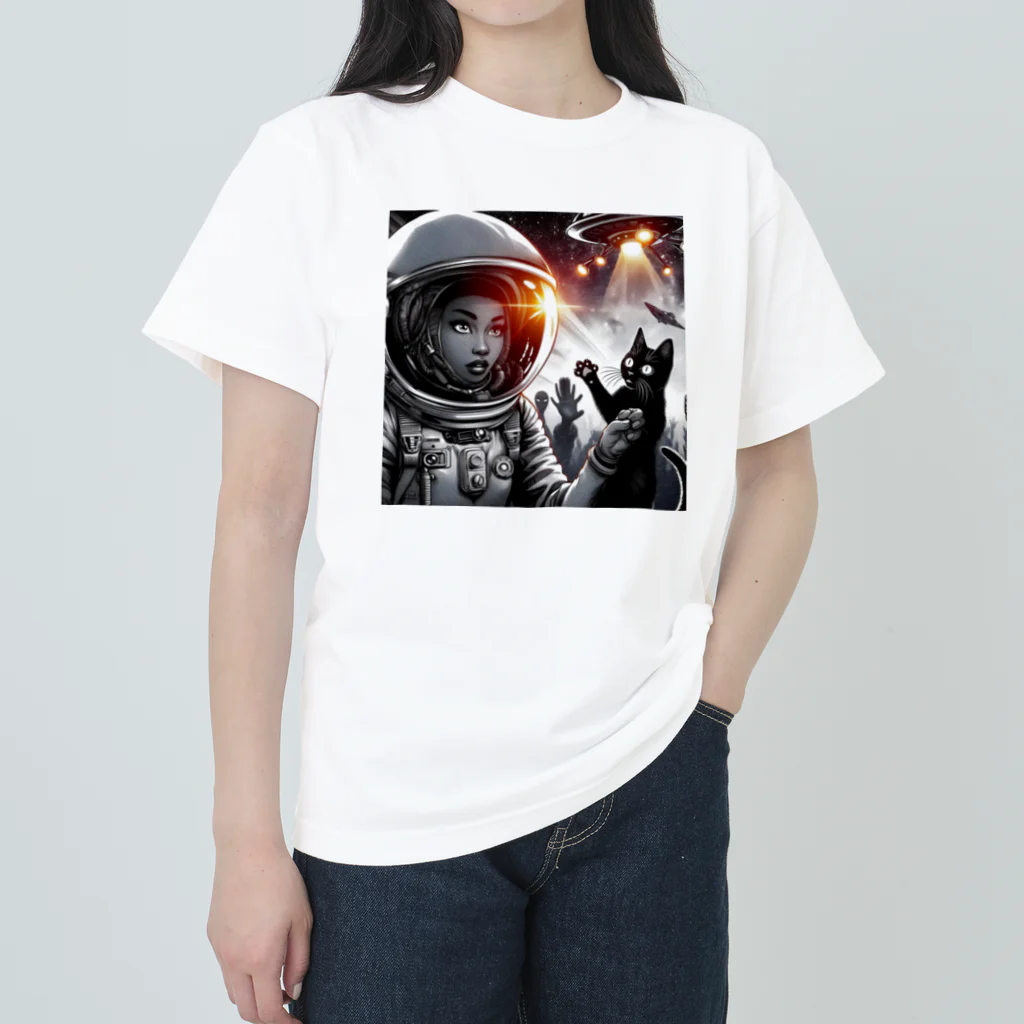 frogsystemの猫型宇宙人との遭遇 ヘビーウェイトTシャツ