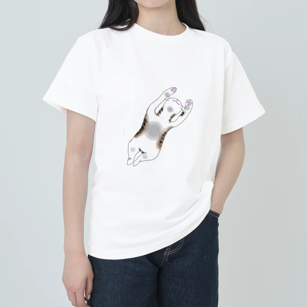 もふもふパニックののびのびテンちゃん ヘビーウェイトTシャツ