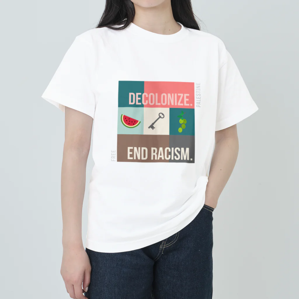 mgmのDecolonize. End Racism.（植民地主義と人種差別を終わらせよう） ヘビーウェイトTシャツ