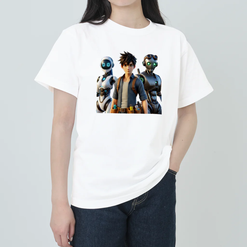 ETOWA_TOWAの未来都市のロボットたち Heavyweight T-Shirt