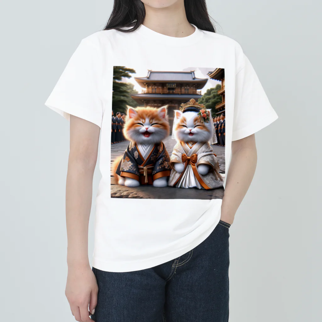 もふもふ日本史の結婚式、着物 Heavyweight T-Shirt