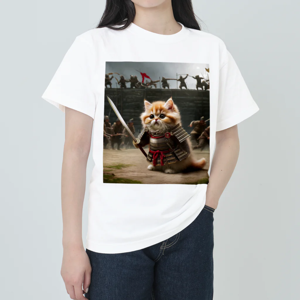 もふもふ日本史の剣もつねこ ヘビーウェイトTシャツ