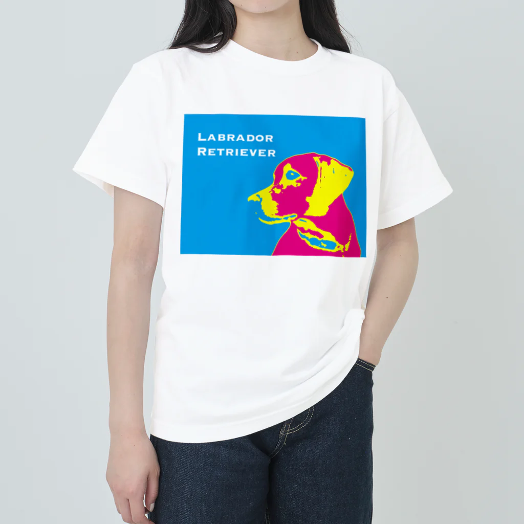 HanaTorantaのラブラドール　抽象化ピンク×ブルー Heavyweight T-Shirt